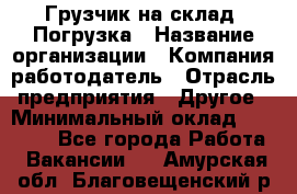 Грузчик на склад. Погрузка › Название организации ­ Компания-работодатель › Отрасль предприятия ­ Другое › Минимальный оклад ­ 20 000 - Все города Работа » Вакансии   . Амурская обл.,Благовещенский р-н